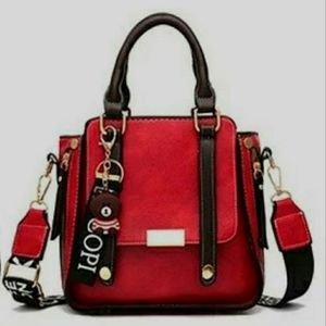 Copi red crossbody bag purse with teddy bear keychain New